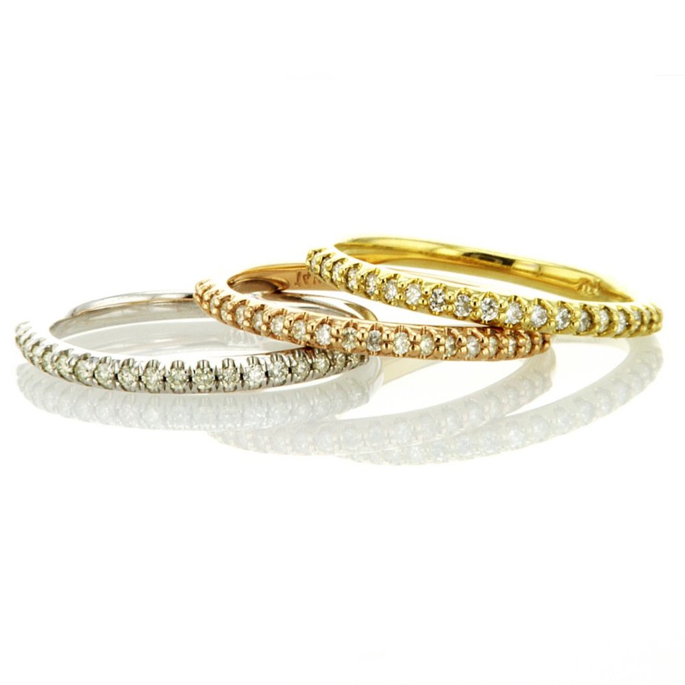 Diamond Wedding Band Set 14K Gold Rings 0.60 TCW
